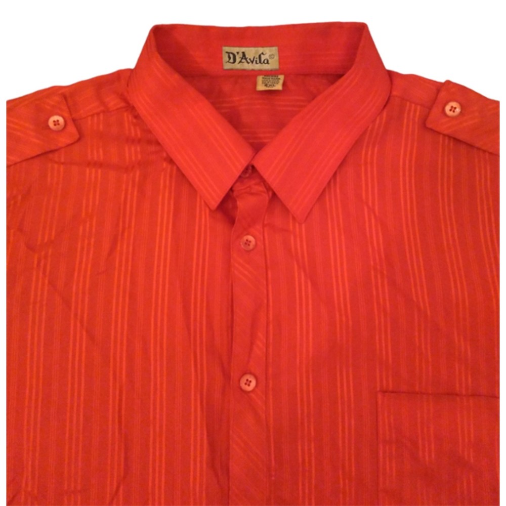 Vintage D'AVILA Red Short Sleeve Button Down Dress Shirt Size 2XL